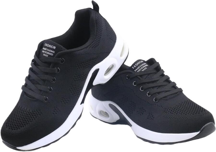 SnelShoppen AioTio Wandelschoenen Dames Antislip Sportschoenen Air Cushion Lichtgewicht Vrijetijdsschoenen Ondersteuning Voetboog Zwart