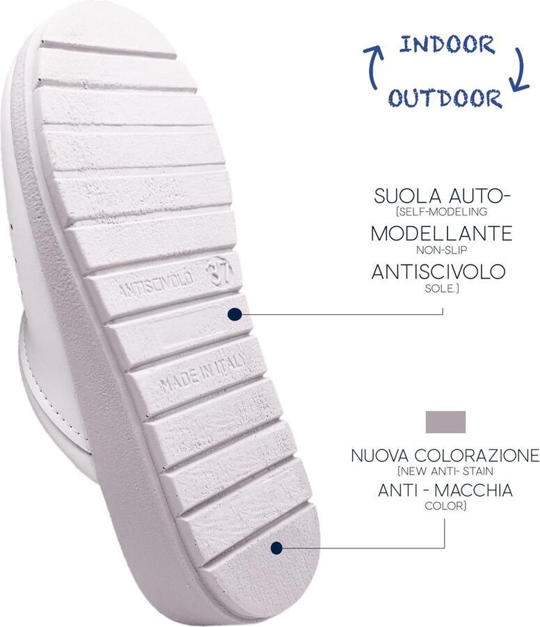 SnelShoppen Anatomische gezondheidsschoenen dames orthopedische pantoffels van echt leer antislip Italiaanse kwaliteit EU wit ideaal v