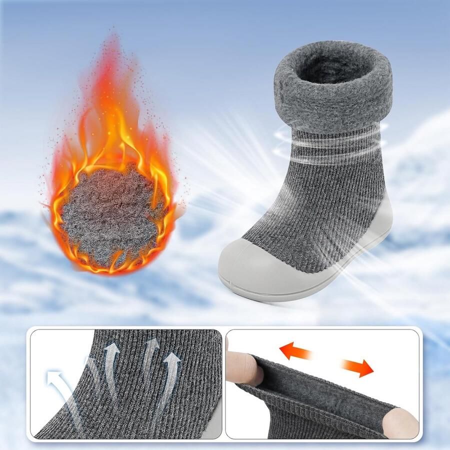 SnelShoppen Antislip Babysokken Winter voor Eerste Stappen Comfortabele Babyschoenen voor en Warm Zacht Kleuren Perfe