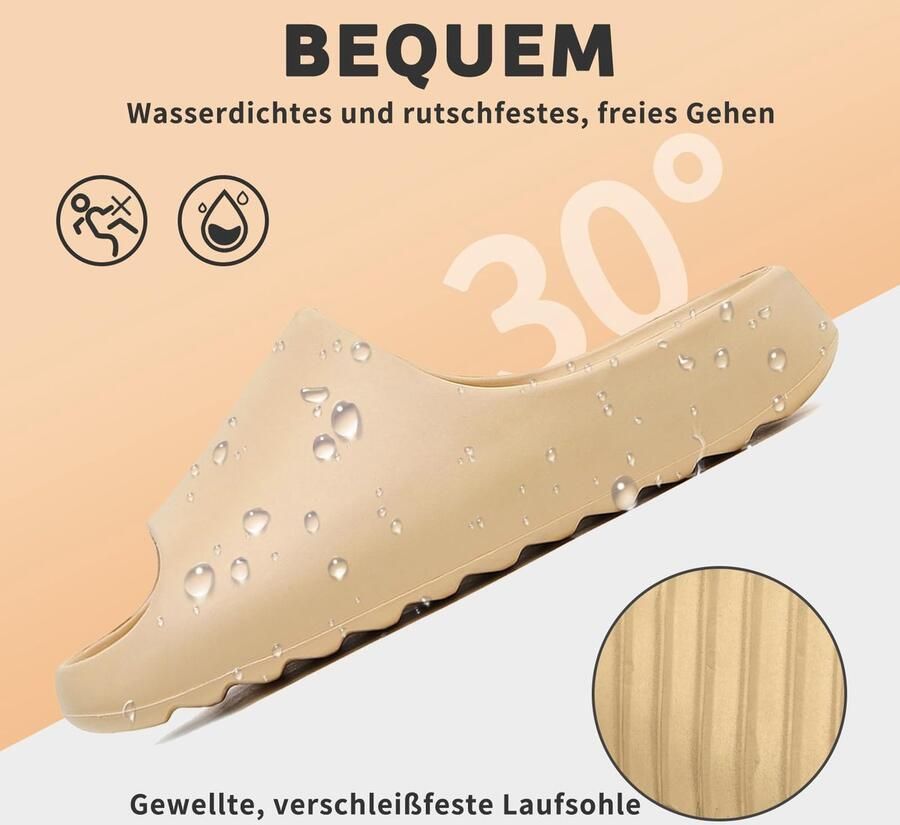 SnelShoppen Antislip Badslippers Zachte Wolk Sandalen Uniseks Rubber Cloud Slippers Beige EU Ideaal voor Strand en Thuis