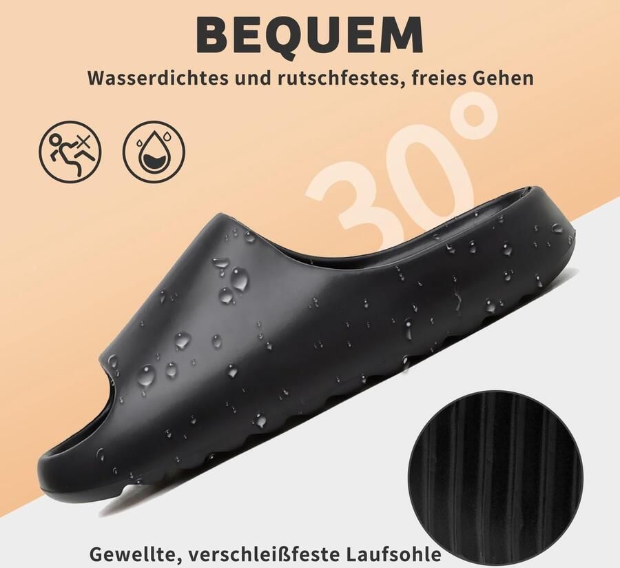 SnelShoppen Antislip Badslippers Zachte Wolken Slippers Uniseks Rubber Cloud Sandalen Zwart EU Perfect voor Strand Vakanti