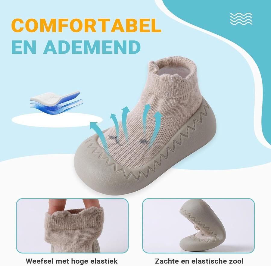 SnelShoppen Zachte Babysokken voor Baby's en Peuters Cartoon Design Uniseks Eerste Loopschoenen Gebreide Pantoffels voor en Perf