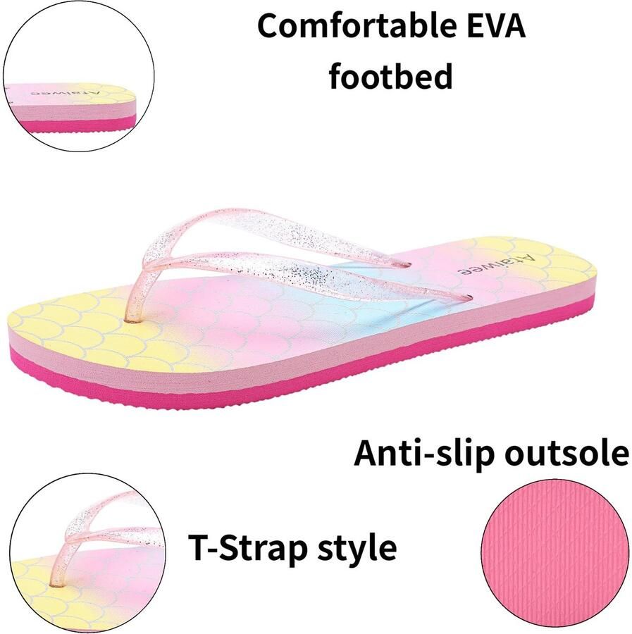 SnelShoppen Ataiwee Teenslippers voor Meisjes Kleurige Strandsandalen voor Kinderen Roze EU Perfect voor Strand Vakantie en Speeltuin