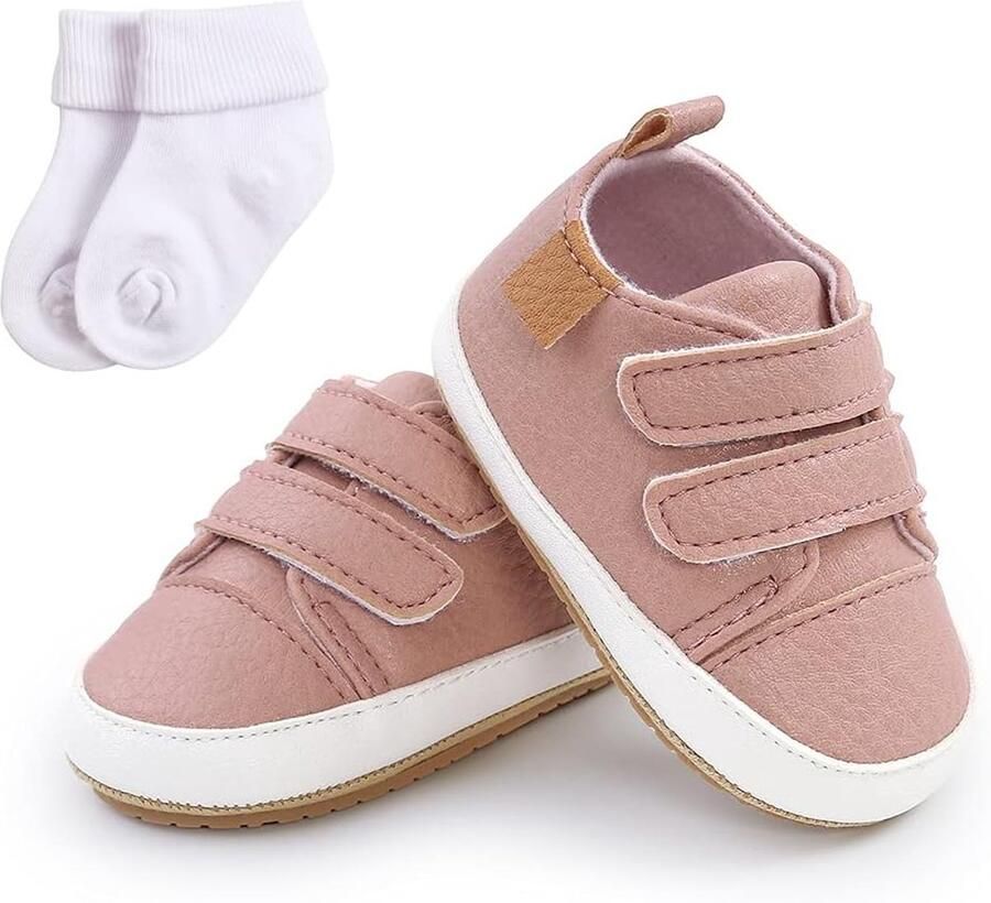 SnelShoppen Baby Sneakers Peuter Schoenen Eerste Wandelschoenen Zachte PU-leer Prewalker Sneakers met Sok Idea