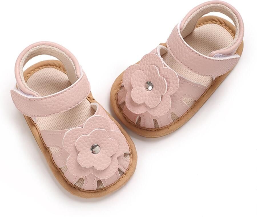 SnelShoppen Baby Meisjes Open Teen Sandalen Peuter Zomer Platte Antislip Eerste Wandelschoenen Roze