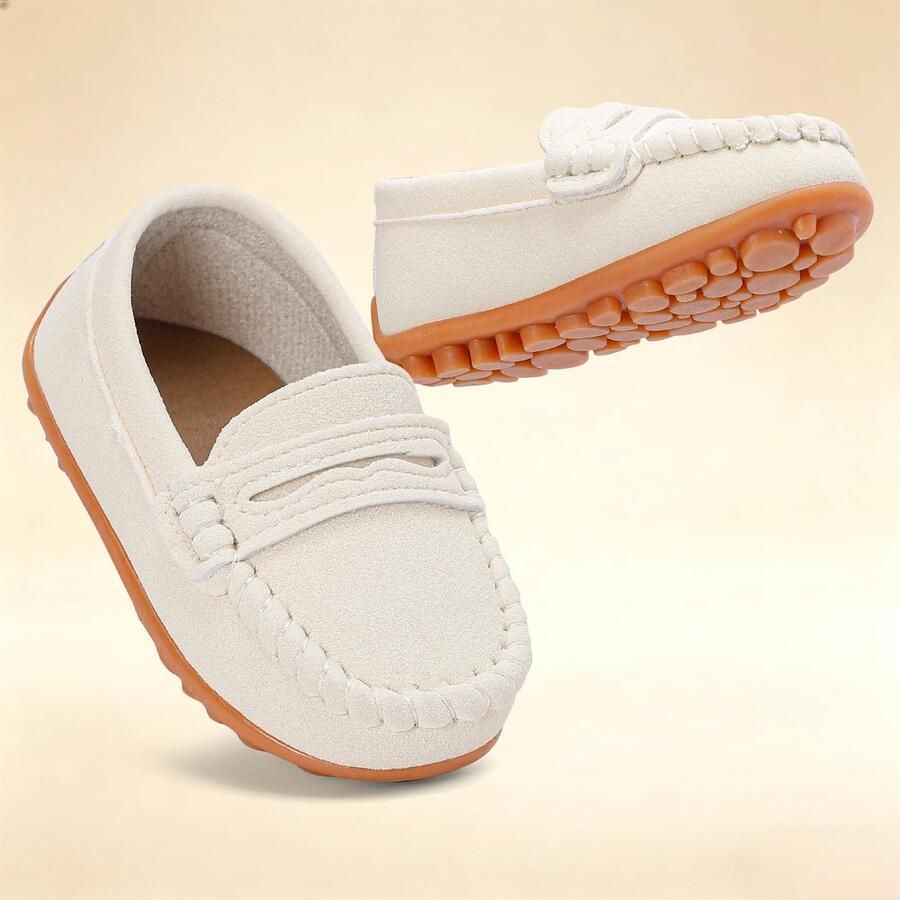 SnelShoppen Baby Mocassins Antislip Rubberen Zool Zachte Loopschoentjes Peuters Pantoffels Wit 21 22 EU voor Feest en Dagelijks Gebr