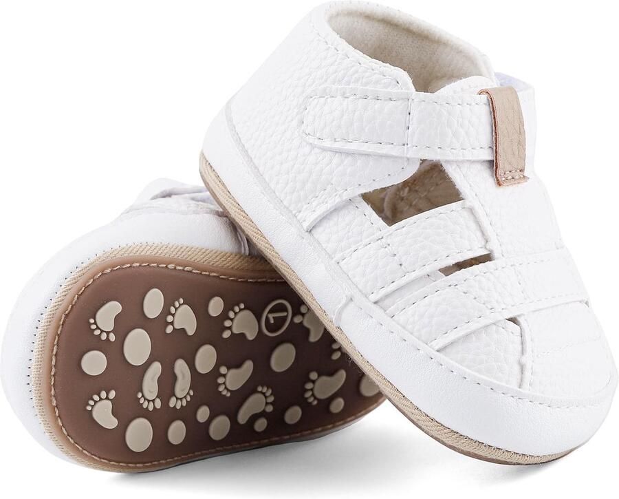 SnelShoppen Baby Sandalen voor Jongens Zomerse Plat Rubber Antislip Schoenen in Wit voor Feest Tuin en Buitenactiviteiten