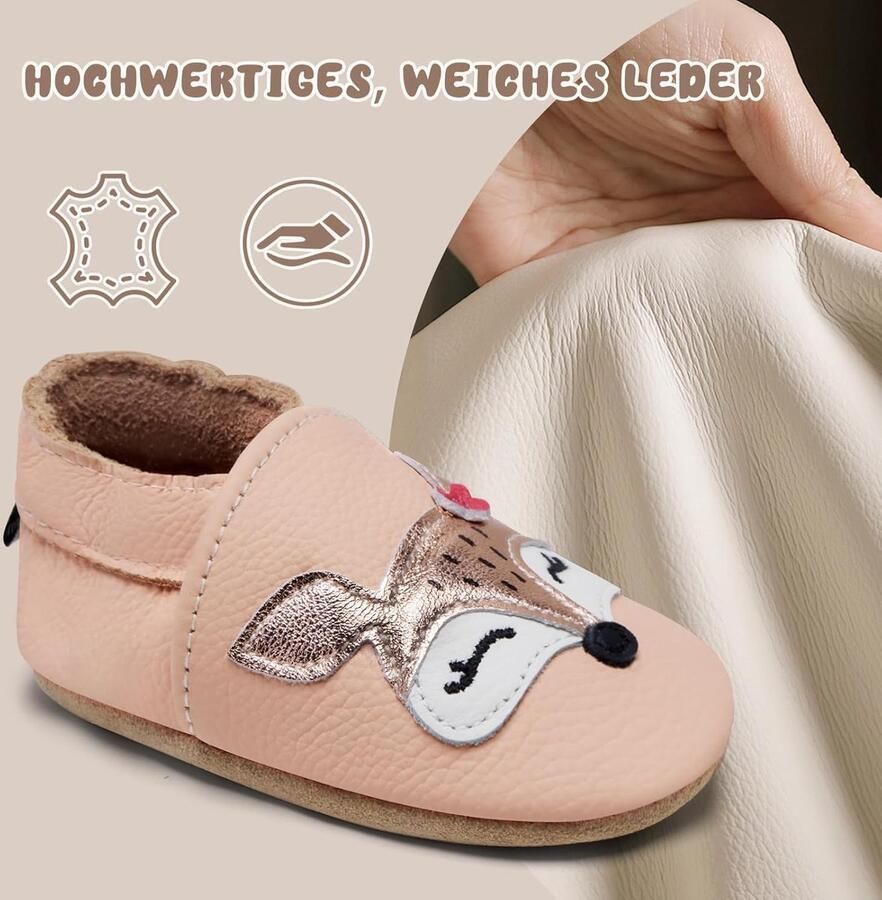 SnelShoppen Baby Schoenen voor en Zachte Leren Zool Crawling Booties Blush Fox Eerste Schoenen voor Baby's