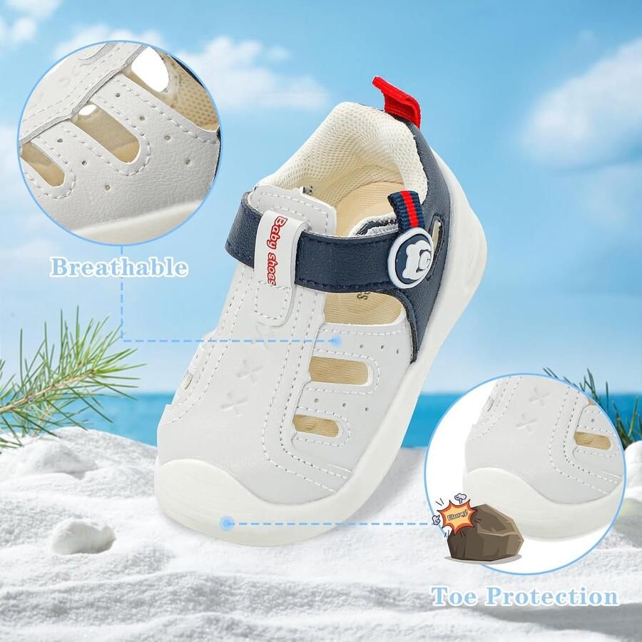 SnelShoppen Babysandalen om te leren lopen gesloten tenen voor en comfortabele blote voeten sandaal ideaal voor kinderen zomer