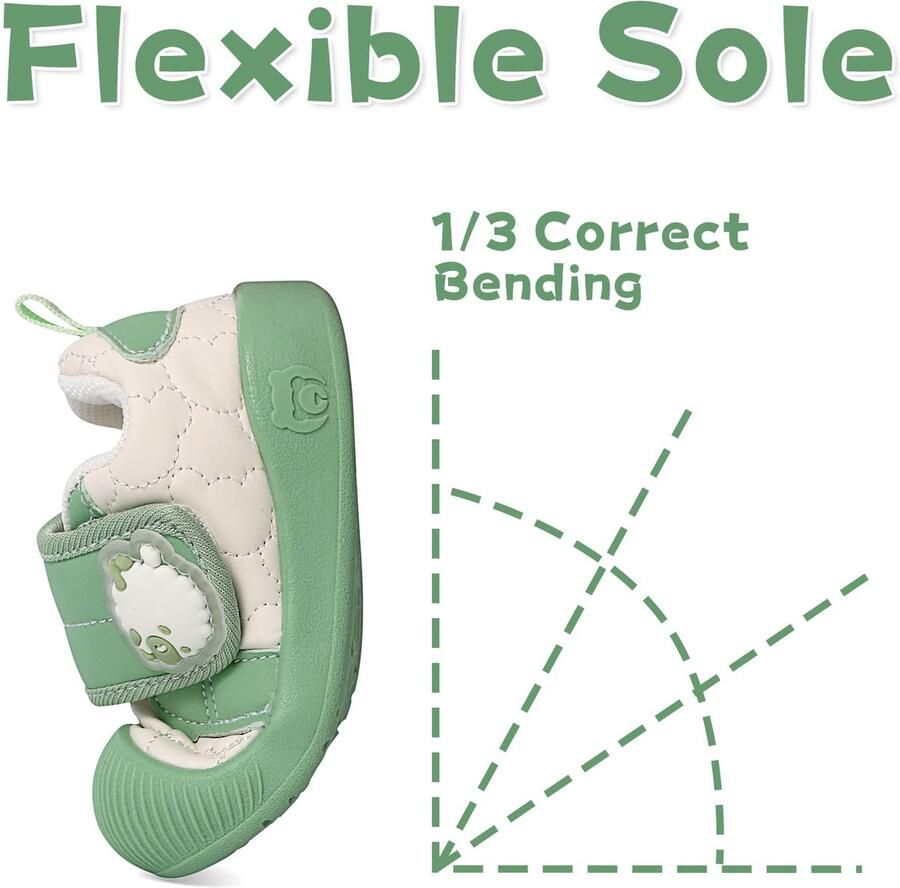SnelShoppen MASOCIO Babyschoenen voor en eerste stappen antislip rubberen zool groen 18 EU ideale peuterschoenen voor binnen en