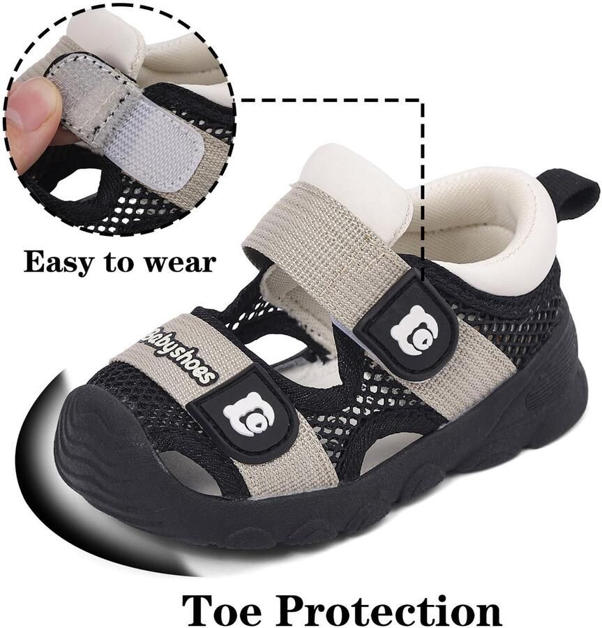 SnelShoppen Babyschoenen Zomer Eerste Stapjes Zachte Zool Antislip Zwart 19 EU Perfect voor Speeltuin en Dagelijkse Avonturen