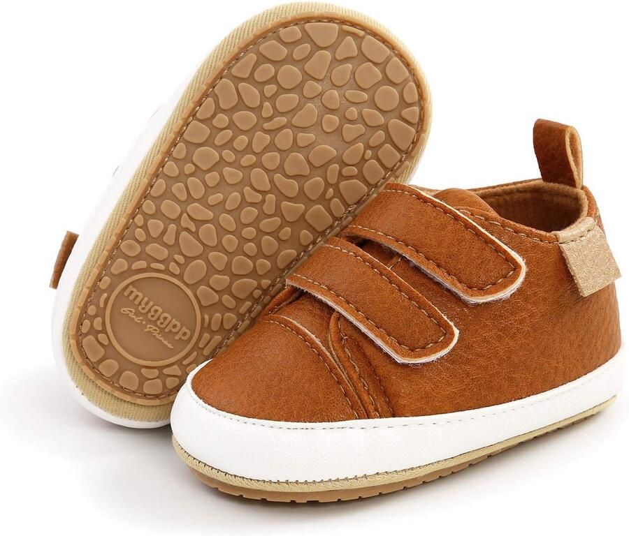 SnelShoppen Babyschoenen Leren Lopen Antislip Zool Bruin en Comfortabel en Veilig Voor Binnen en Buiten