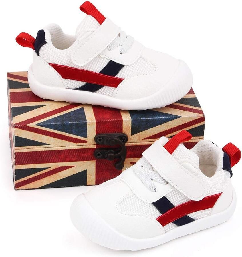 SnelShoppen Babyschoenen loopschoenen voor Ade d leer Antislipzool Rood Perfect voor binnen en b