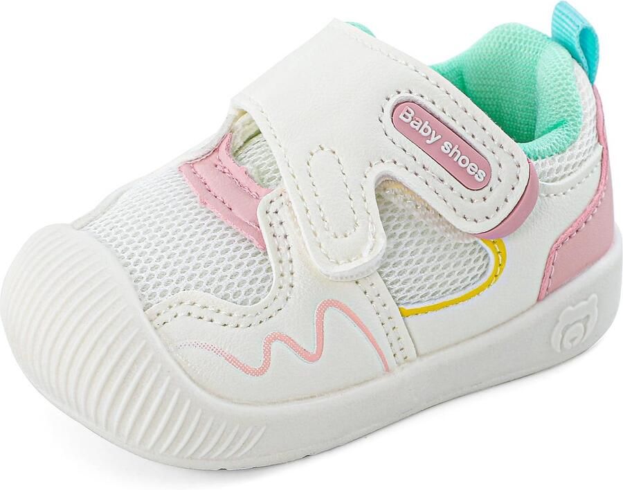 SnelShoppen Ade d Antislip Baby Sneakers voor en Eerste Wandelschoenen Peuter Sneakers in Wit Roze EU Perfect voor