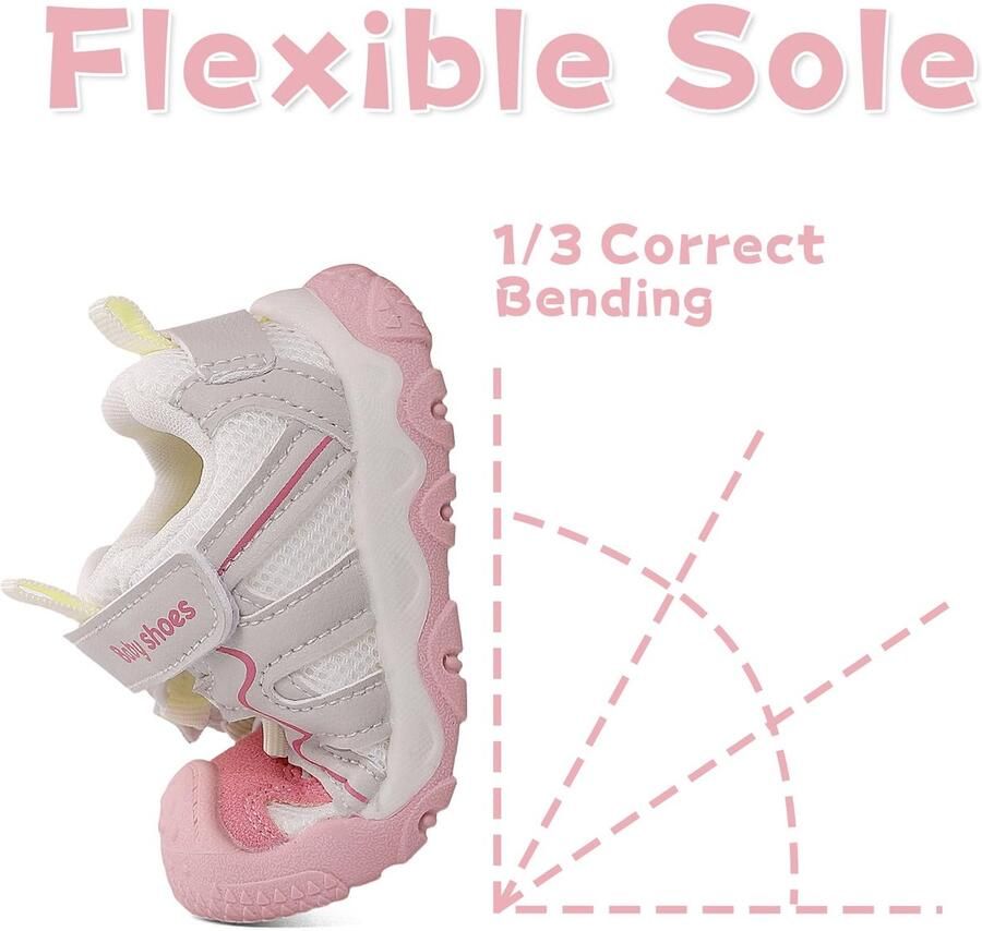 SnelShoppen Babyschoenen voor en eerste stappen met zachte antislip rubberen zool Roze Wit EU ideaal voor binnen en buit