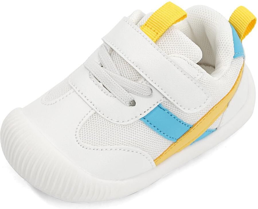 SnelShoppen Babyschoenen voor en peuters gele anti-slip PU-leren prewalker sneakers UK Child ideaal voor binnen en buit