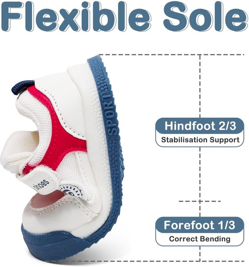 SnelShoppen Babyschoenen voor eerste stapjes zachte rubberen zool antislip wit EU perfect voor binnen en buiten