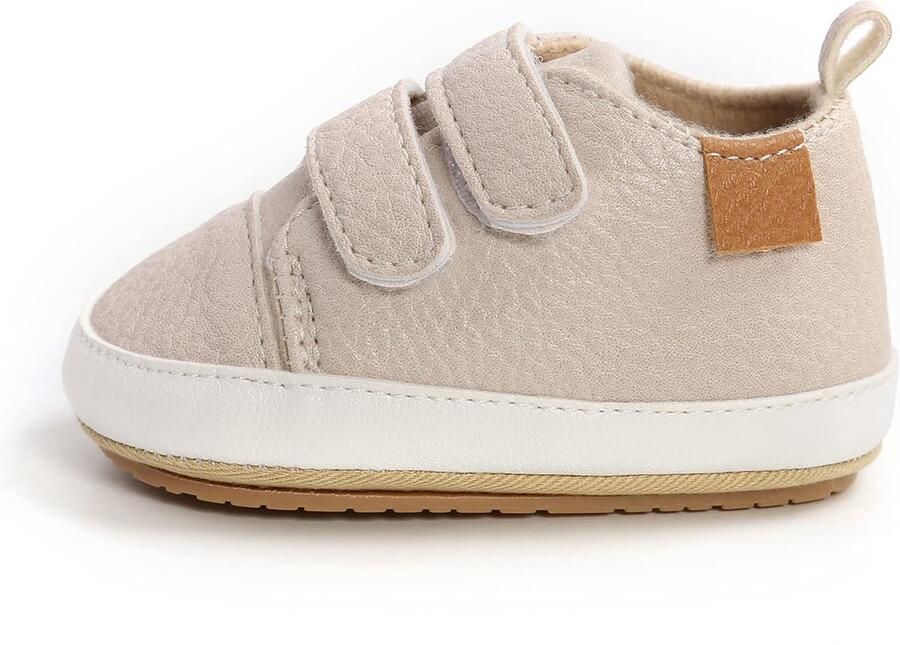 SnelShoppen Babyschoenen voor en PU leder lichte schoenen met zachte zool kaki perfect voor elke gelegenheid
