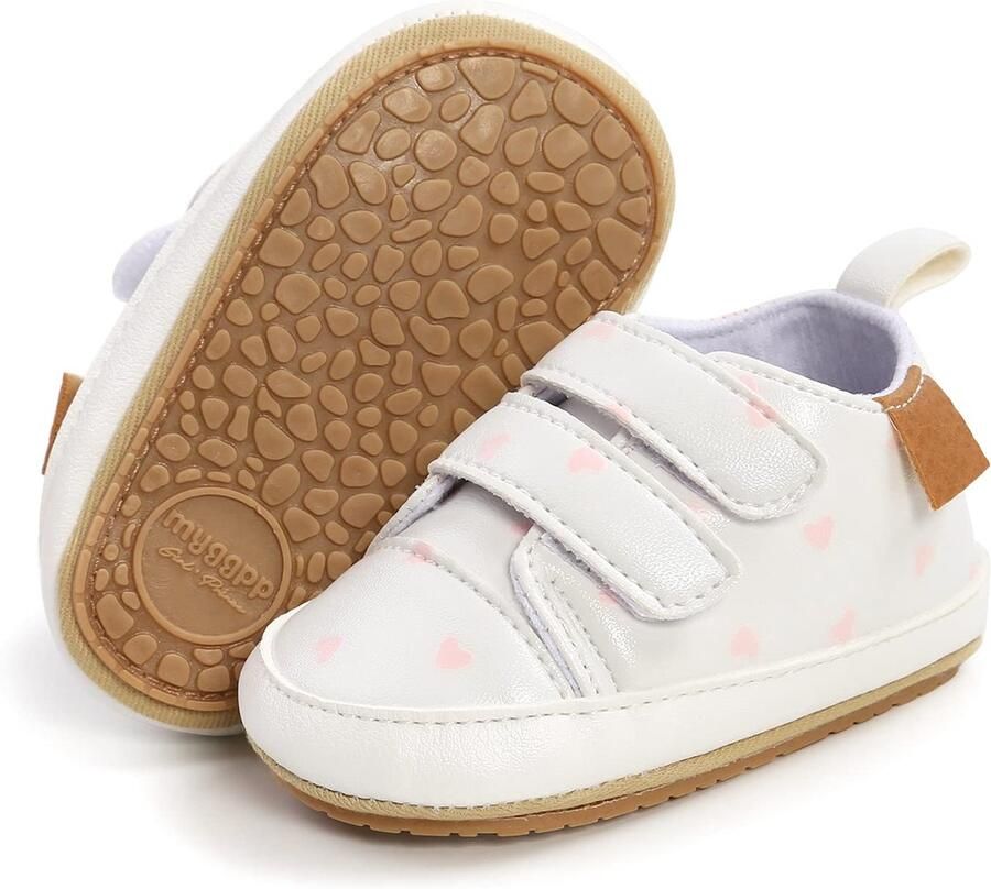 SnelShoppen Babyschoenen voor en PU leder lichte schoenen met zachte zool Wit hart Perfect voor iede