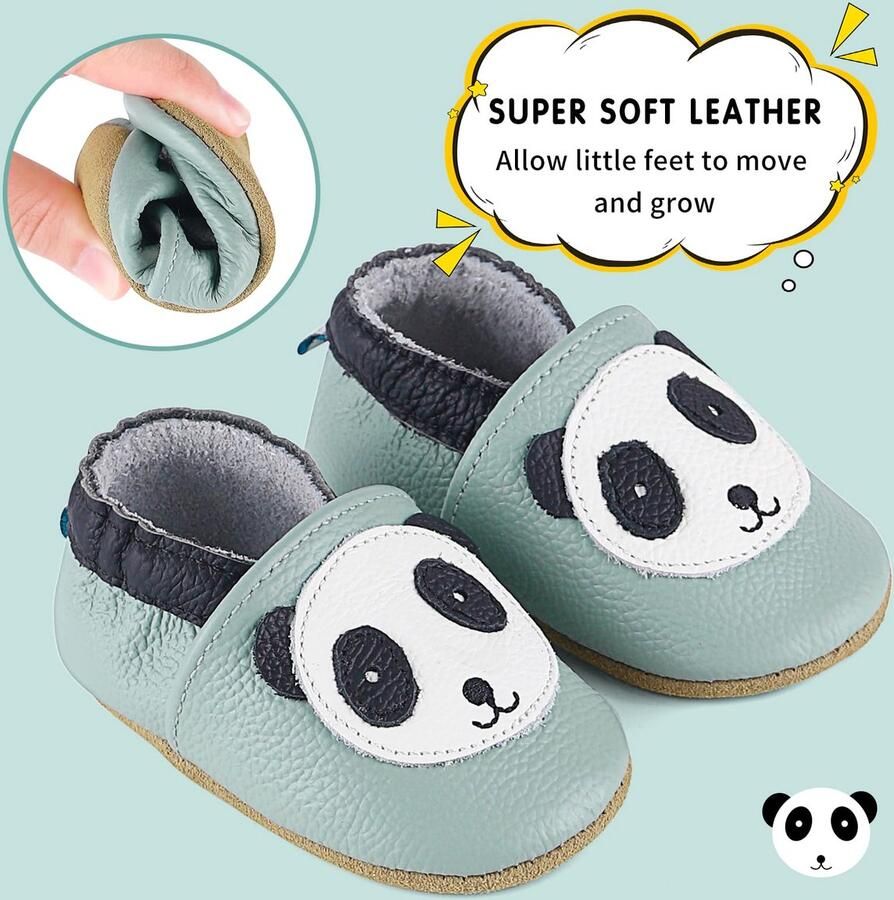 SnelShoppen Babyslofjes voor en Leren Kruipschoenen met Antislip Zachte Zool Eerste Schoentjes voor Baby's Blauw