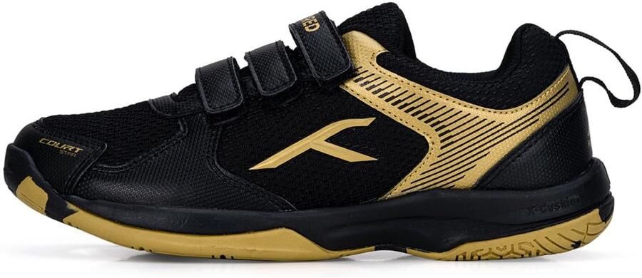 SnelShoppen Badminton Schoenen Kinderen Jongeren Non-Marking Zwart Goud Lichtgewicht & X-Cushion Bescherming voor Binnen Tennis