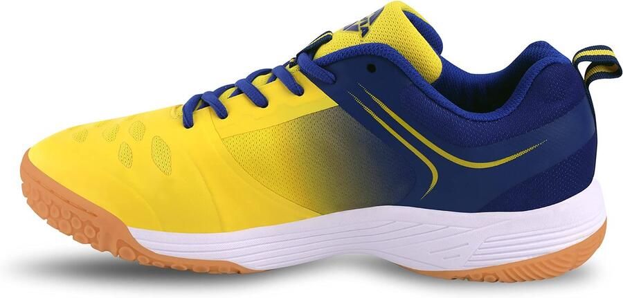 SnelShoppen Badmintonschoenen voor Mannen en Jongens Nivia HY Court 2.0 Geel Blauw EU Ademend Mesh Non-Marking Rond Zool Voor