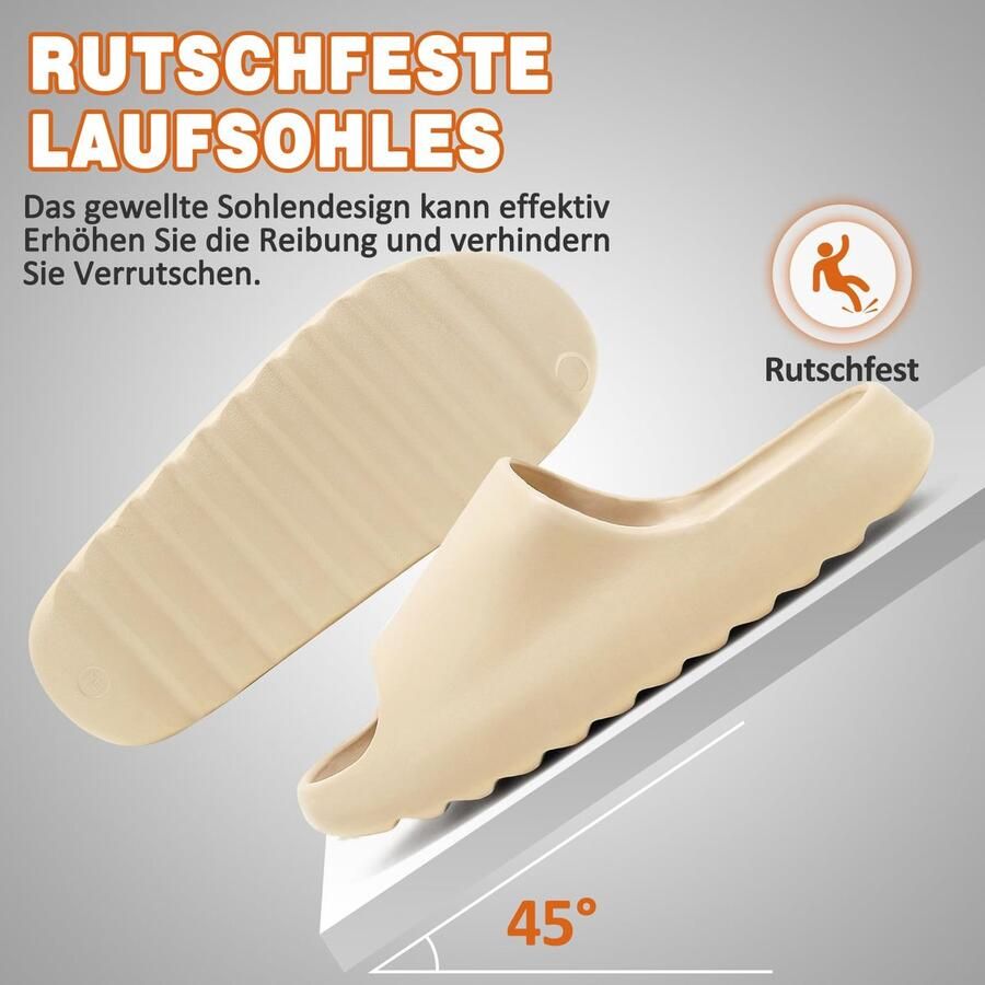 SnelShoppen Badslippers Foam Slides Unisex Comfortabele Pantoffels Zomertijd Sandalen Beige 46 EU Ideaal voor Huiselijk Gebruik en Str