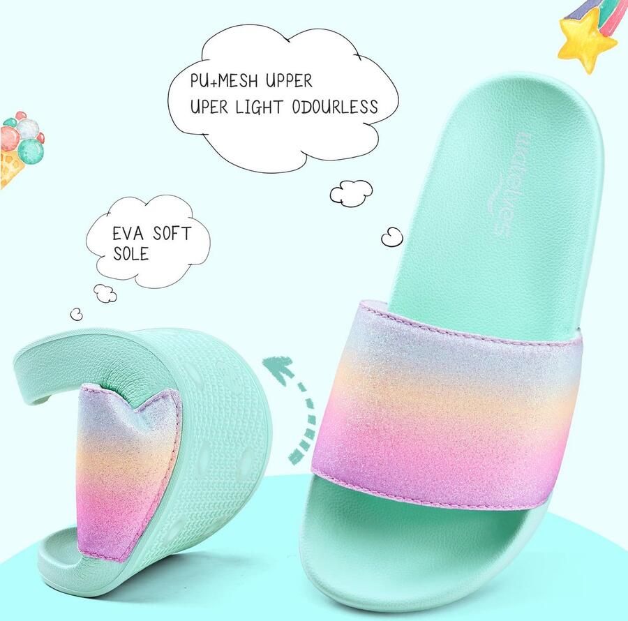 SnelShoppen Badslippers voor Kinderen Antislip Zomerpantoffels voor en Douche- en Strandsandalen Maanlicht