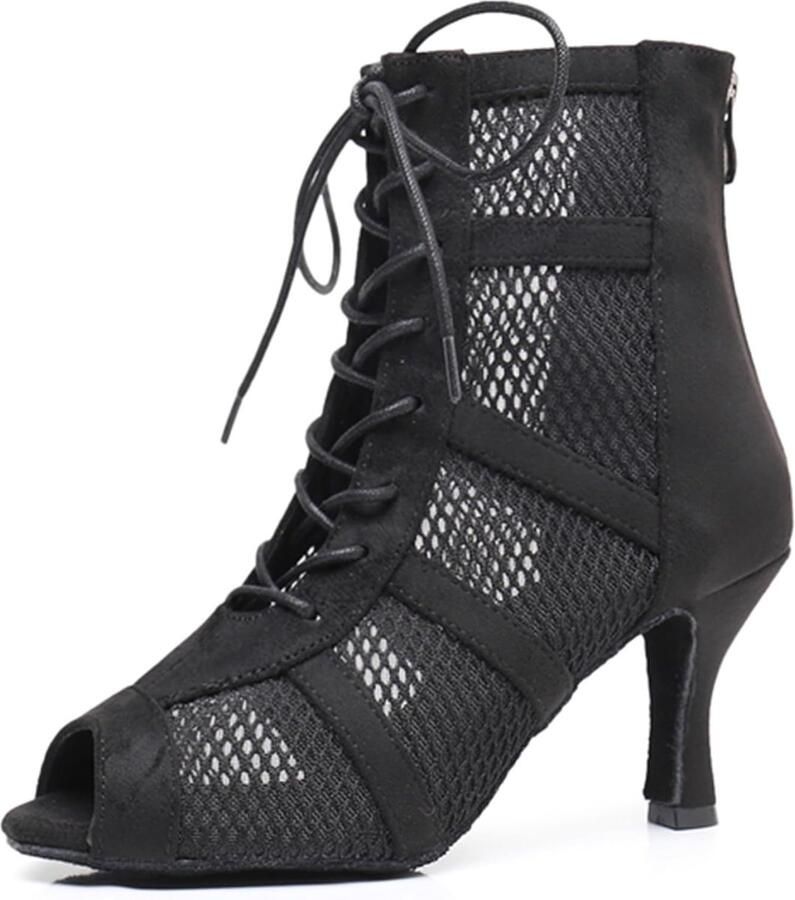 SnelShoppen Ballroom dansschoenen dames hoge hak latin avondlaarzen elegant zwart perfecte pasvorm voor dans feesten en evenementen