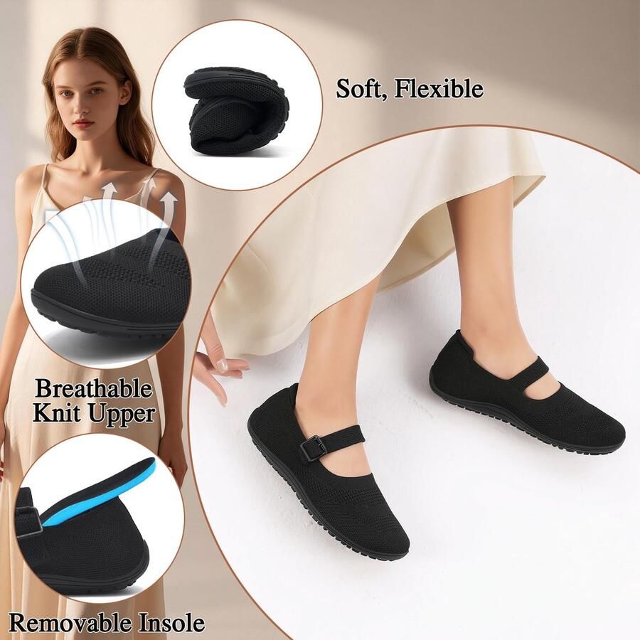 SnelShoppen Barefoot Ballerina's Dames Schoenen Comfortabel Elegant Zwart 41EU Lichtgewicht Ademend Perfect voor Feest Casual Dagelijks Gebrui