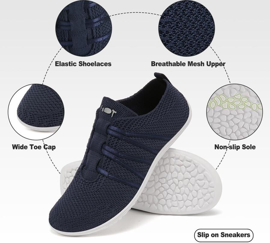 SnelShoppen Barefoot Schoenen Wandelschoenen Ade d Lichtgewicht Slip On Trailrunning Fitness Sneakers Blauw