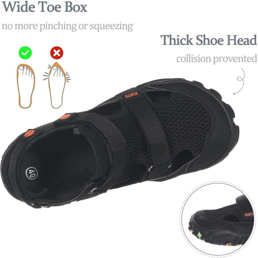 SnelShoppen Barefoot Schoenen Sport Sandalen Aqua Schoenen Verstelbare Strand Wandelsandalen Snel Drogen Surf Zomer Zwart 43EU