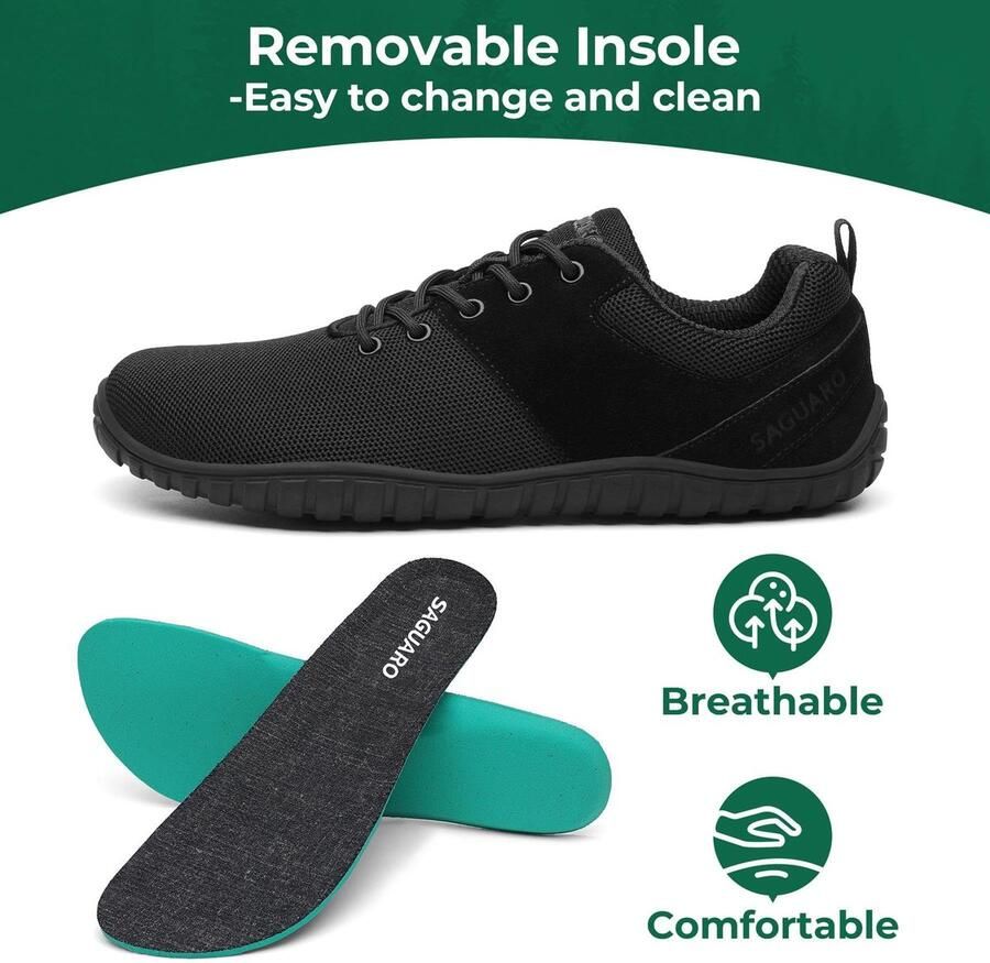 SnelShoppen Barefoot schoenen voor en gebreide trailrunning teenschoenen zwart brede teenbox comfortabel voor outdoor en da