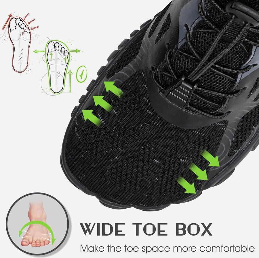 SnelShoppen Barefoot Schoenen voor nen en Waterdichte Lichtgewicht Wandelschoenen Brede Pasvorm A Zwart EU Ideaal voor