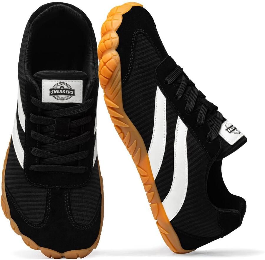 SnelShoppen Barezoey Blotevoetenschoenen voor en Retro Sneakers Zwart EU Comfortabele Sneakers voor Casual Gebruik Lente en