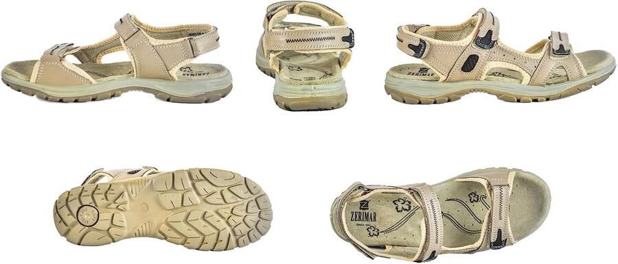 SnelShoppen Beige Leren Dames Sandalen voor Wandelen en Trekking Comfortabele Wandelsandalen Sportschoenen voor Dames Perfect voor Zom
