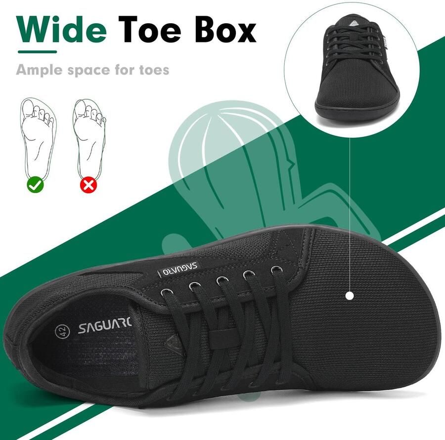 SnelShoppen Blotevoetenschoenen Gebreide Minimalistische Schoenen Zachte Licht Barefoot Casual Schoen 42 EU Zwart voor Trailrunning Trek