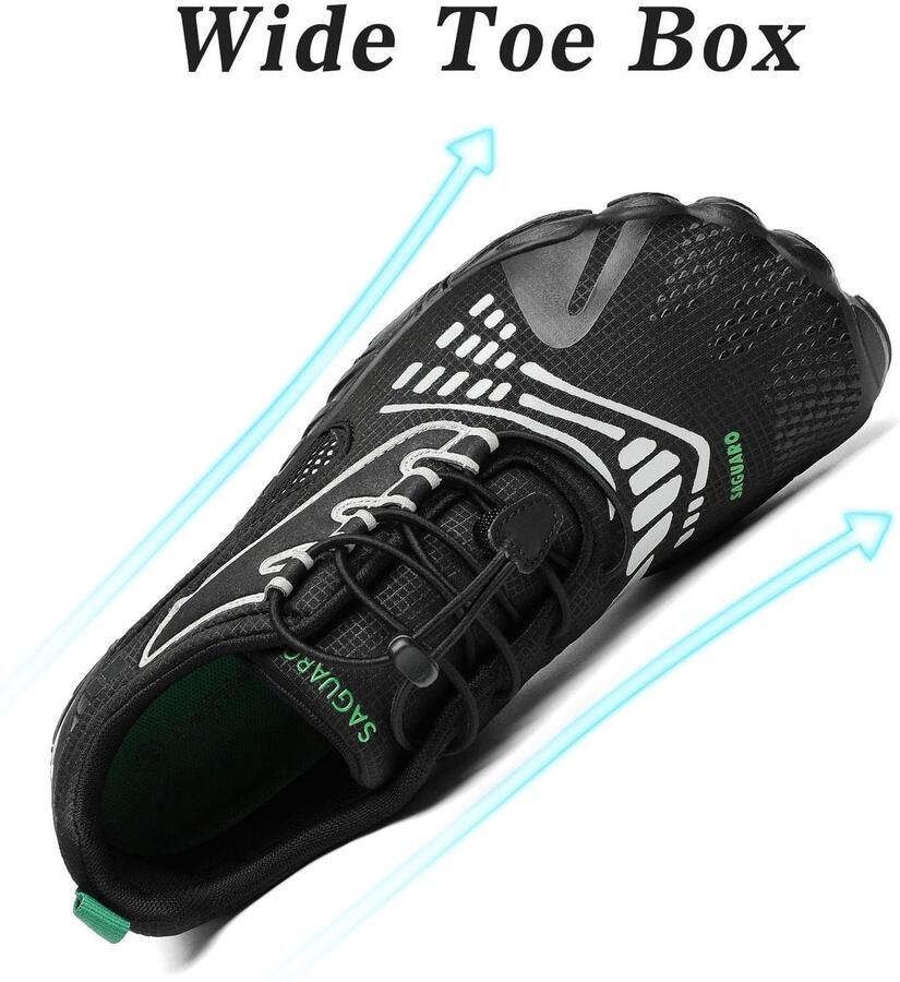 SnelShoppen Blotevoetenschoenen Lichtgewicht Antislip Trailrunning Schoenen EU Inktzwart Voor Fitness Wandelen Trekking Hiking