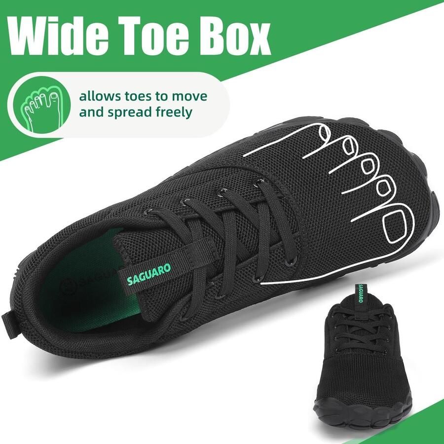 SnelShoppen Blotevoetenschoenen Trailrunning Schoenen Zachte Lichtgewicht Minimalistische Fitness Hiking Trekking Schoenen Zwart
