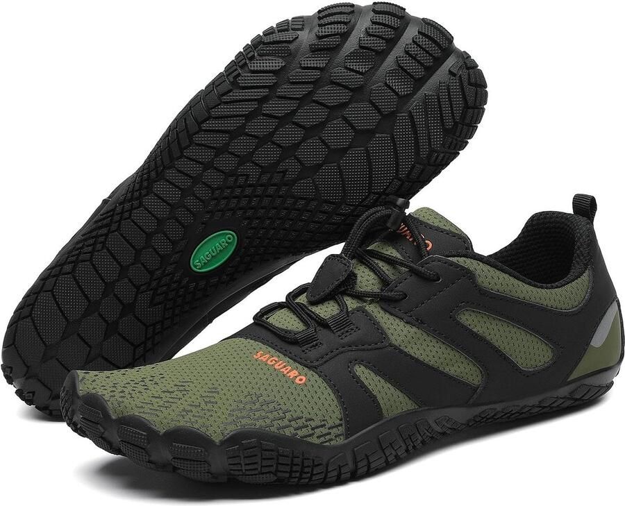 SnelShoppen Blotevoetenschoenen voor en Outdoor Sportschoenen Fitnessschoenen Trailschoenen in Legergroen Ideaal voor Ca