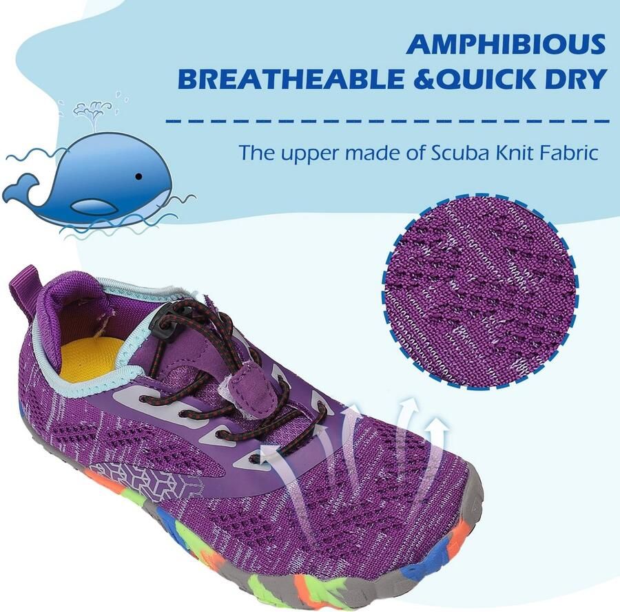 SnelShoppen Blotevoetenschoenen voor Kinderen Trailschoenen Waterschoenen Sneldrogende Wandelschoenen Antislip Sportschoenen Paars