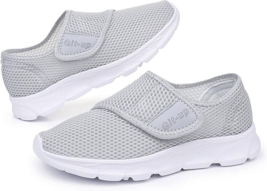 SnelShoppen Brede hardloopschoenen dames ademende mesh sneakers verstelbare sneakers voor vrouwen geschikt bij zwelling voeten plantaire fasciit