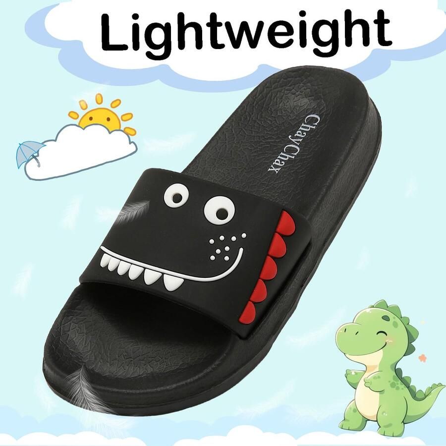 SnelShoppen Kinderpantoletten Lichte Badschoenen Comfortabele Badslippers Open Teen Strandsandalen Zwart