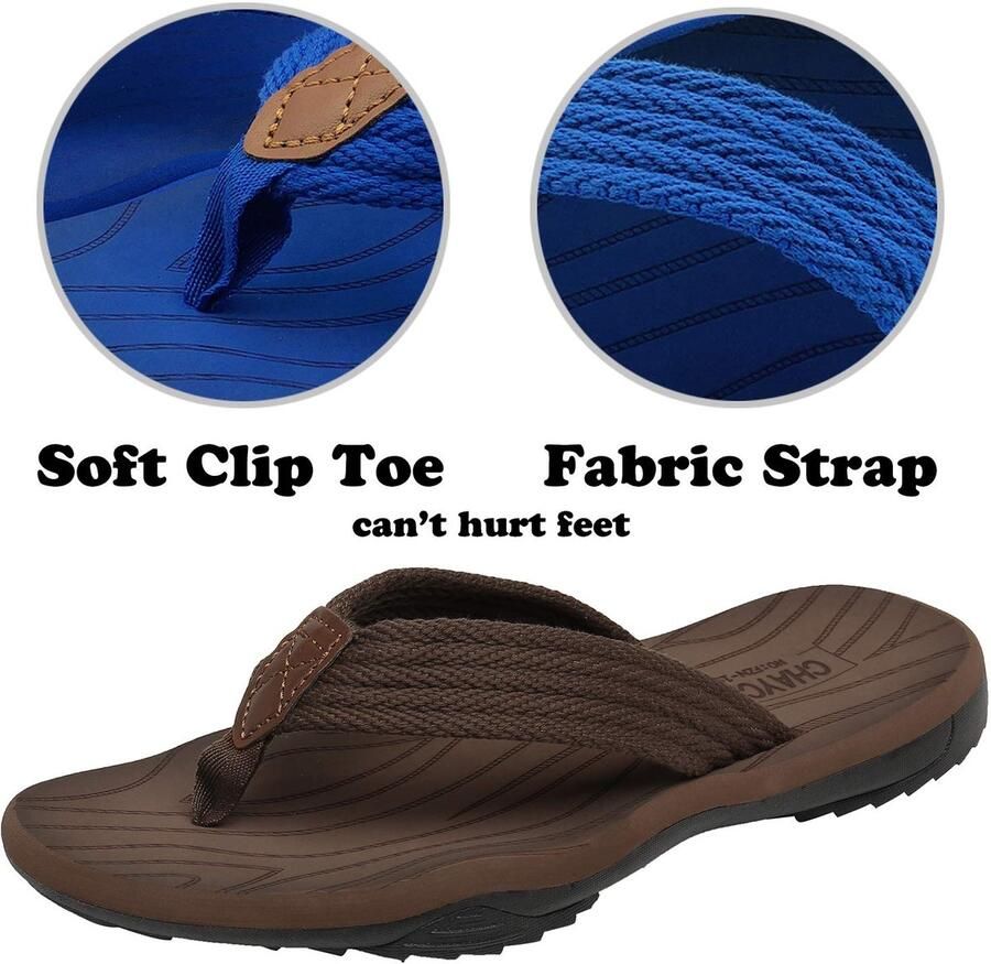 SnelShoppen ChayChax Teenslippers voor Heren Zachte Antislip Strand Sandalen Sportieve Outdoor Badslippers Bruin 42 EU Perfect voor Zwembad