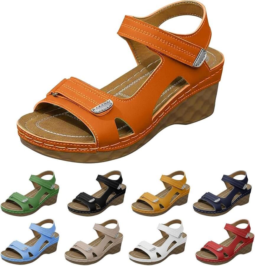 SnelShoppen Chic en Comfortabele Damesschoenen met Sleehak Grote Maat Orthopedische Sandalen voor Zomer Vismond Design Perfect voor Outdoor en C