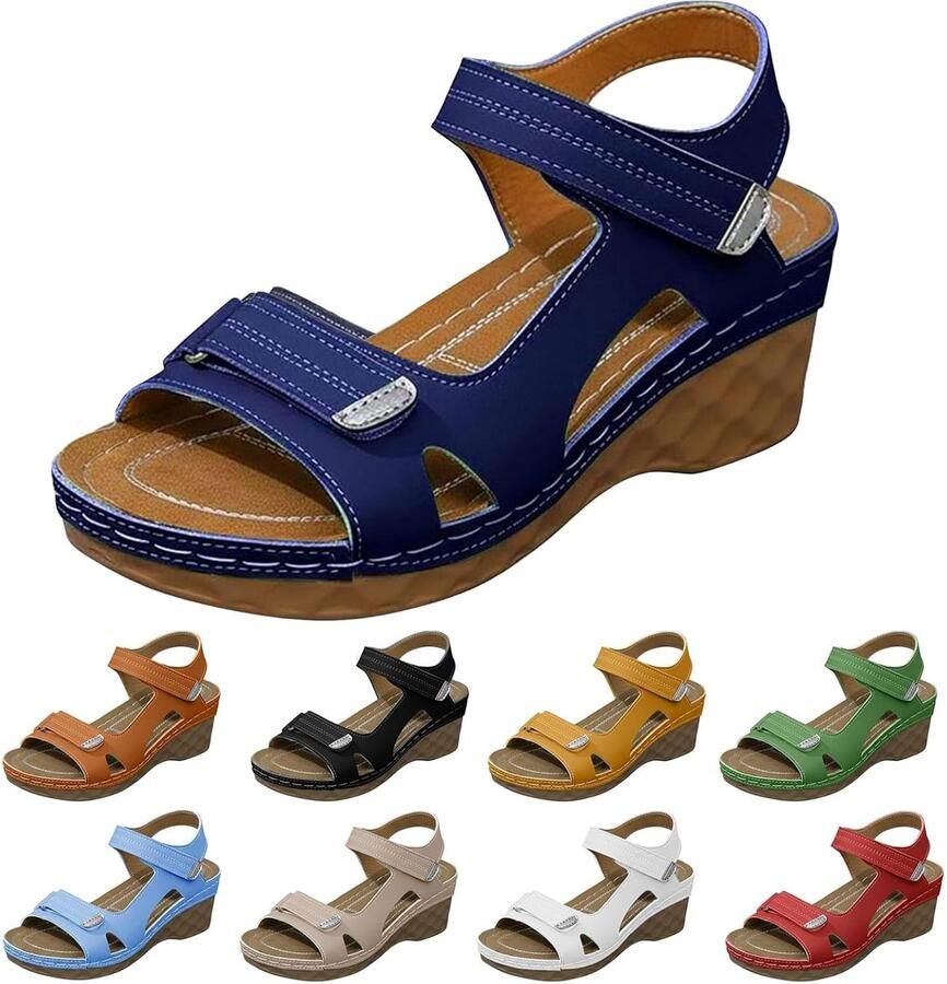 SnelShoppen Chic en Comfortabele Damesschoenen Zomer Sandaal met Sleehak Orthopedische Grote Maat Blote Voet Outdoor Vismond Krasbestendig Per
