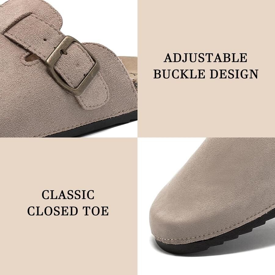 SnelShoppen Clogs en Mules voor en Verstelbare Gesp Tuinschoenen met Kurken Voetbed Comfortabele Sandalen Beige Ideaal v