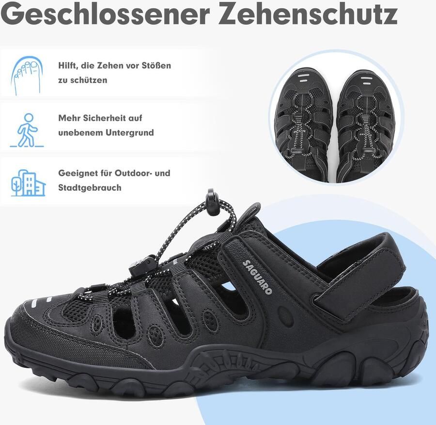 SnelShoppen Comfortabele en ade de sandalen voor en outdoor sport trekking en wandelsandalen zwart