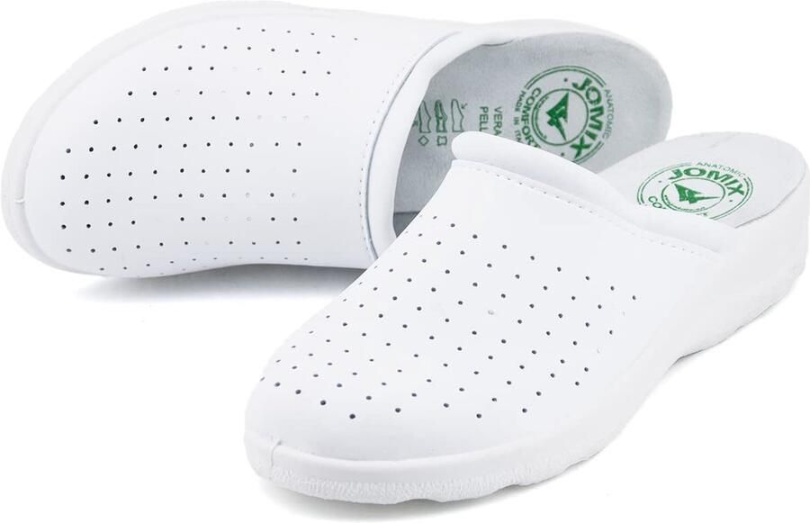 SnelShoppen Comfortabele Dames Pantoffels Klompschoenen Orthopedisch Italiaans Design Klassieke Clogs ITD1752 A-Wit 40 EU voor Thuis Tuin en Keuk