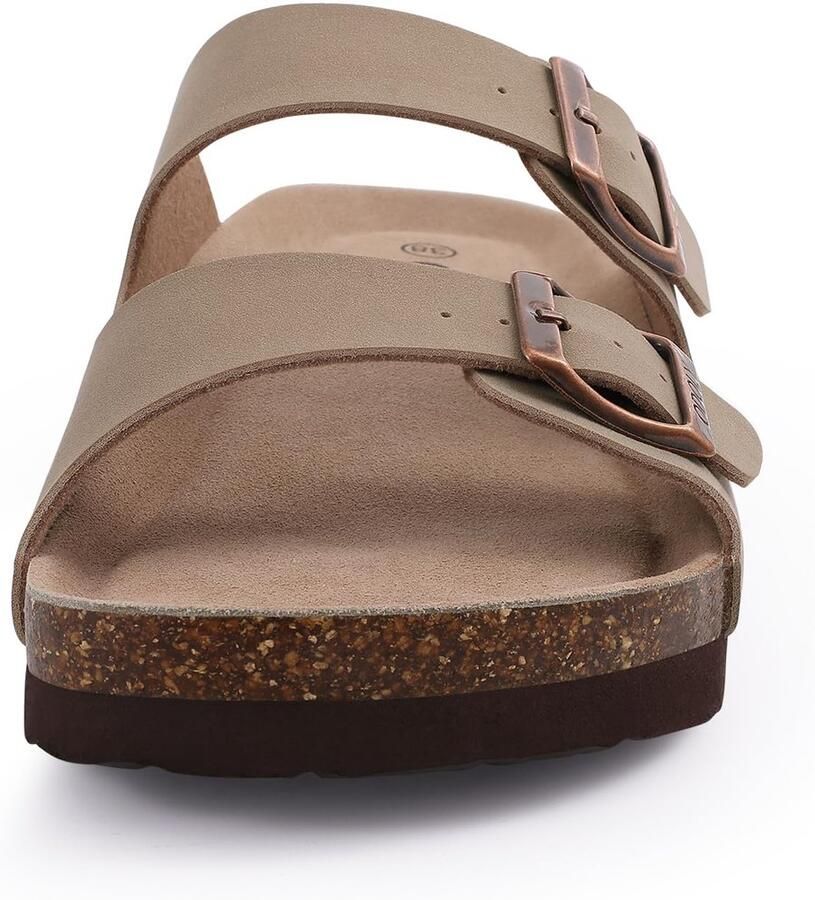 SnelShoppen Comfortabele Dames Sandalen met Kurken Voetbed Verstelbare Gesp Zomersandalen Taupe EU voor Feest Strand Tuin
